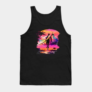 Adventure Awaits For You Surfing, Hello Summer Vintage Funny Surfer Riding Surf  Surfing Lover Gifts Tank Top